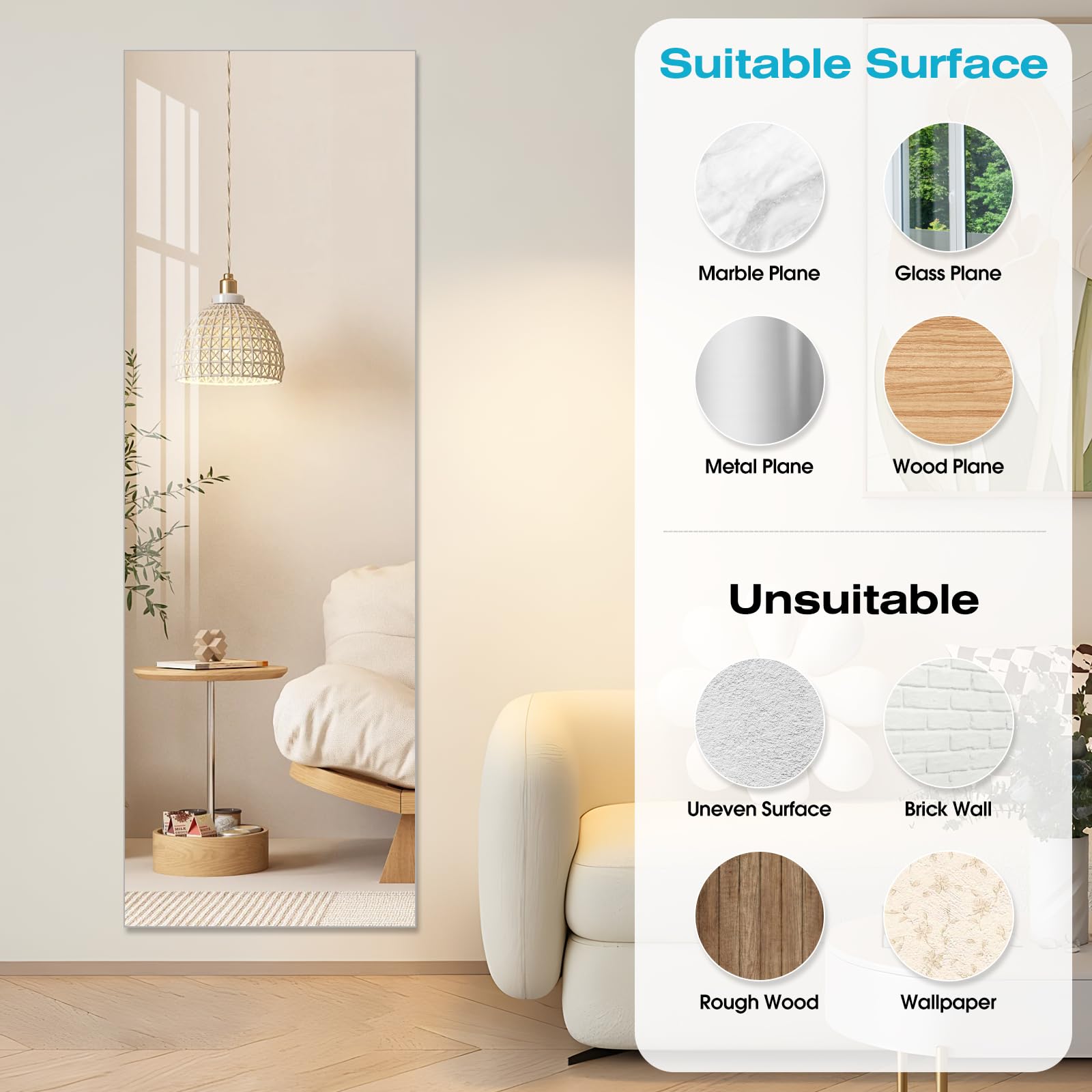 DEHWFT home gym mirror offers accurate body checks during workouts.