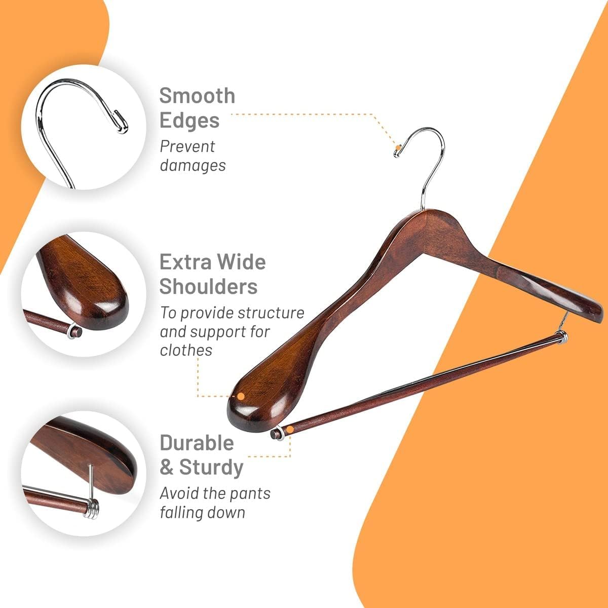 DEILSY 360-degree swivel hook for easy garment viewing.