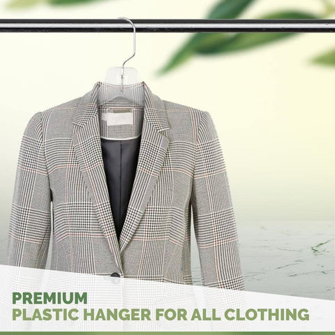 DEILSY clear plastic hangers dress focus highlights suitability for dresses and delicate fabrics.