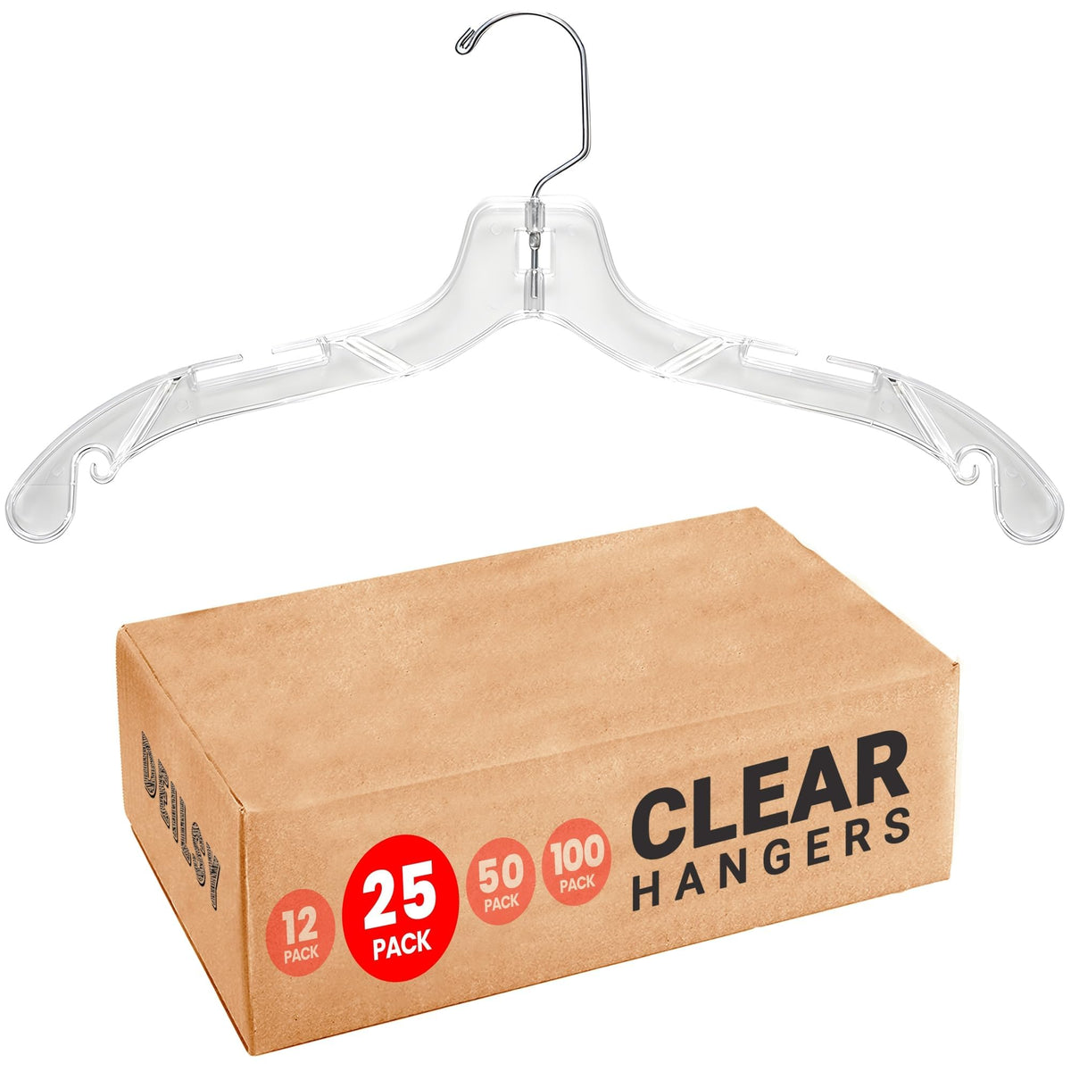 DEILSY clear plastic hangers front view showing sleek design for organized garments.