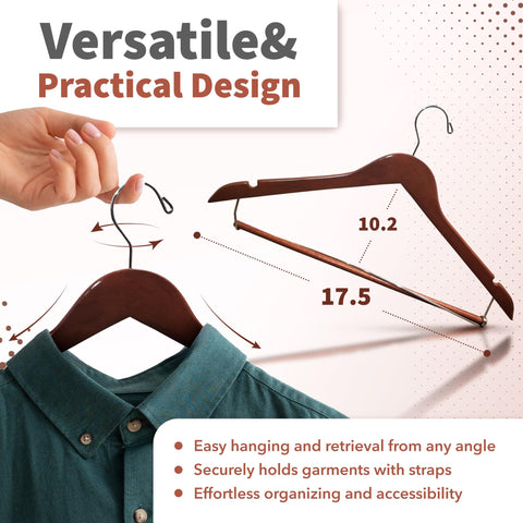DEILSY durable wooden hangers provide sturdy daily wardrobe support.
