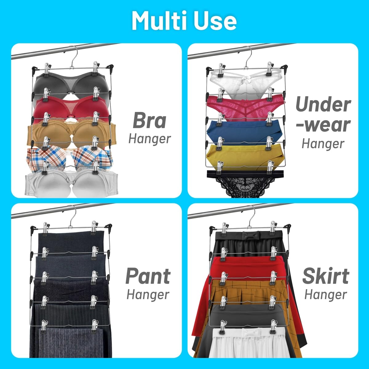 DEILSY metal hangers with rubber tips protect fabrics from scratches.