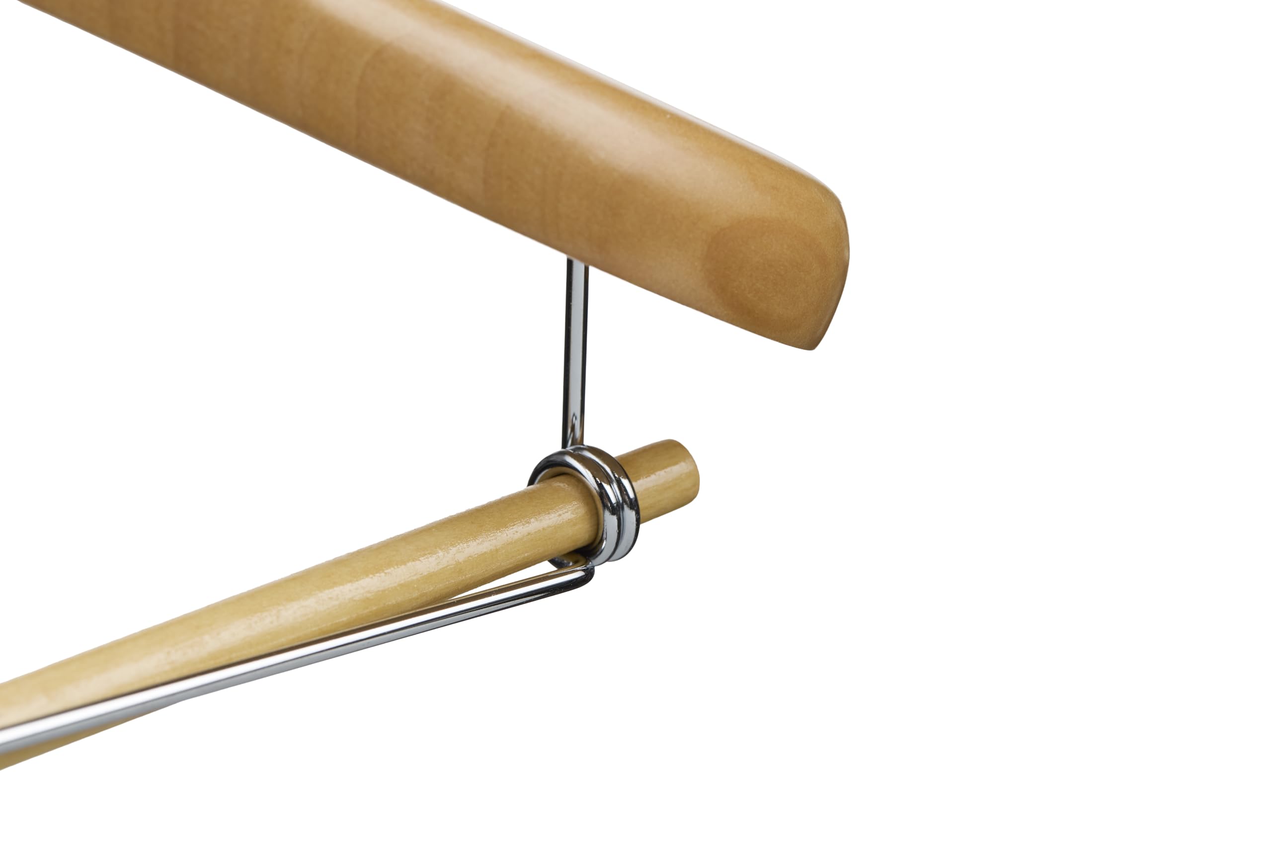 DEILSY Natural Suit Hangers six-pack neatly displays in a closet.