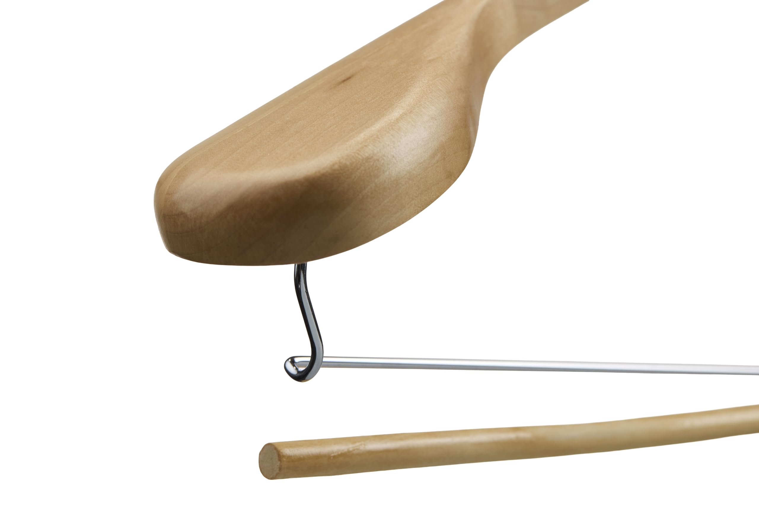 DEILSY Natural Suit Hangers solid wood texture highlighting durable construction.