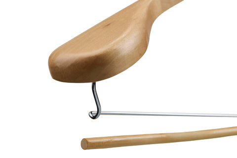 DEILSY Natural Suit Hangers solid wood texture highlighting durable construction.