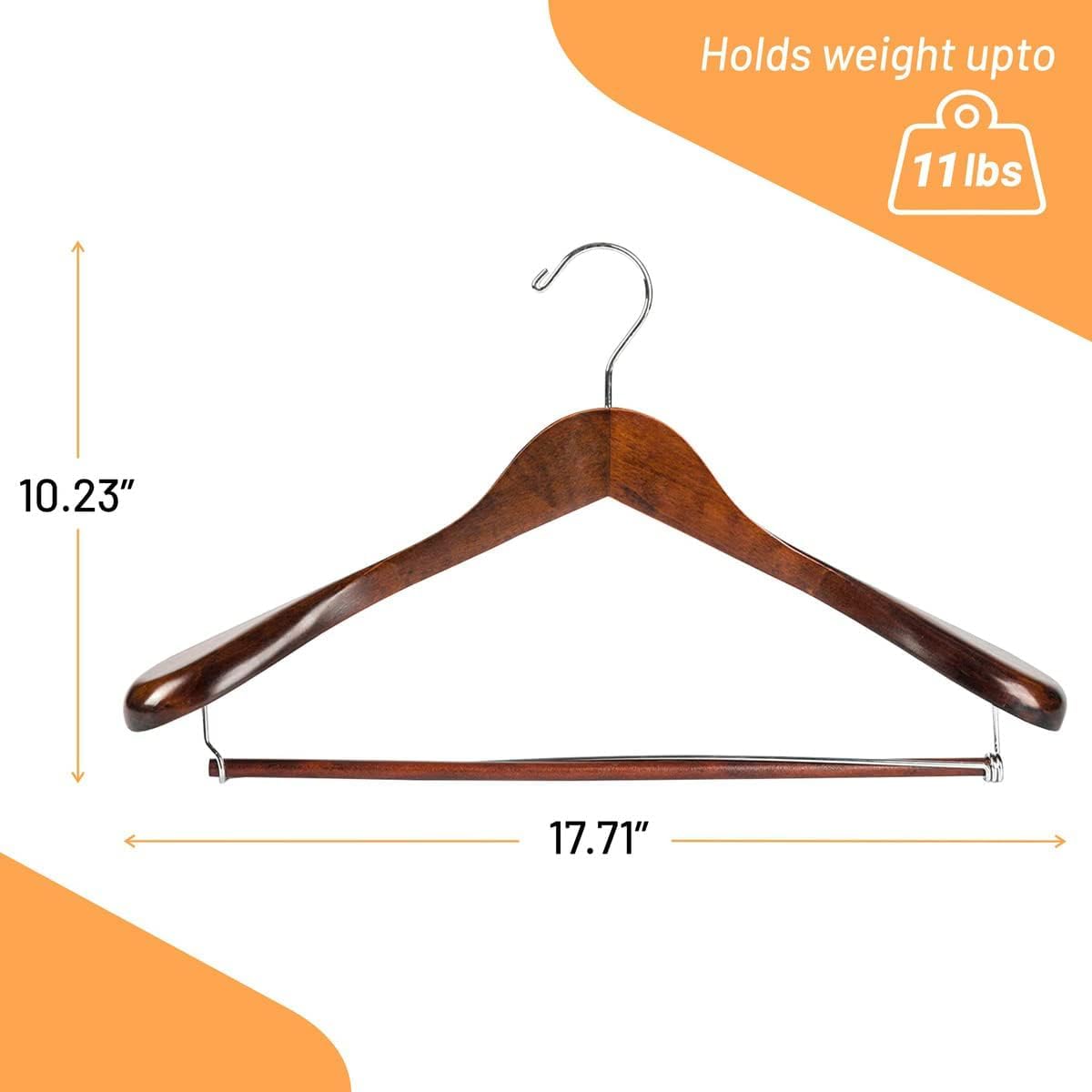 DEILSY pack of 6 wooden hangers keeps closets organized.