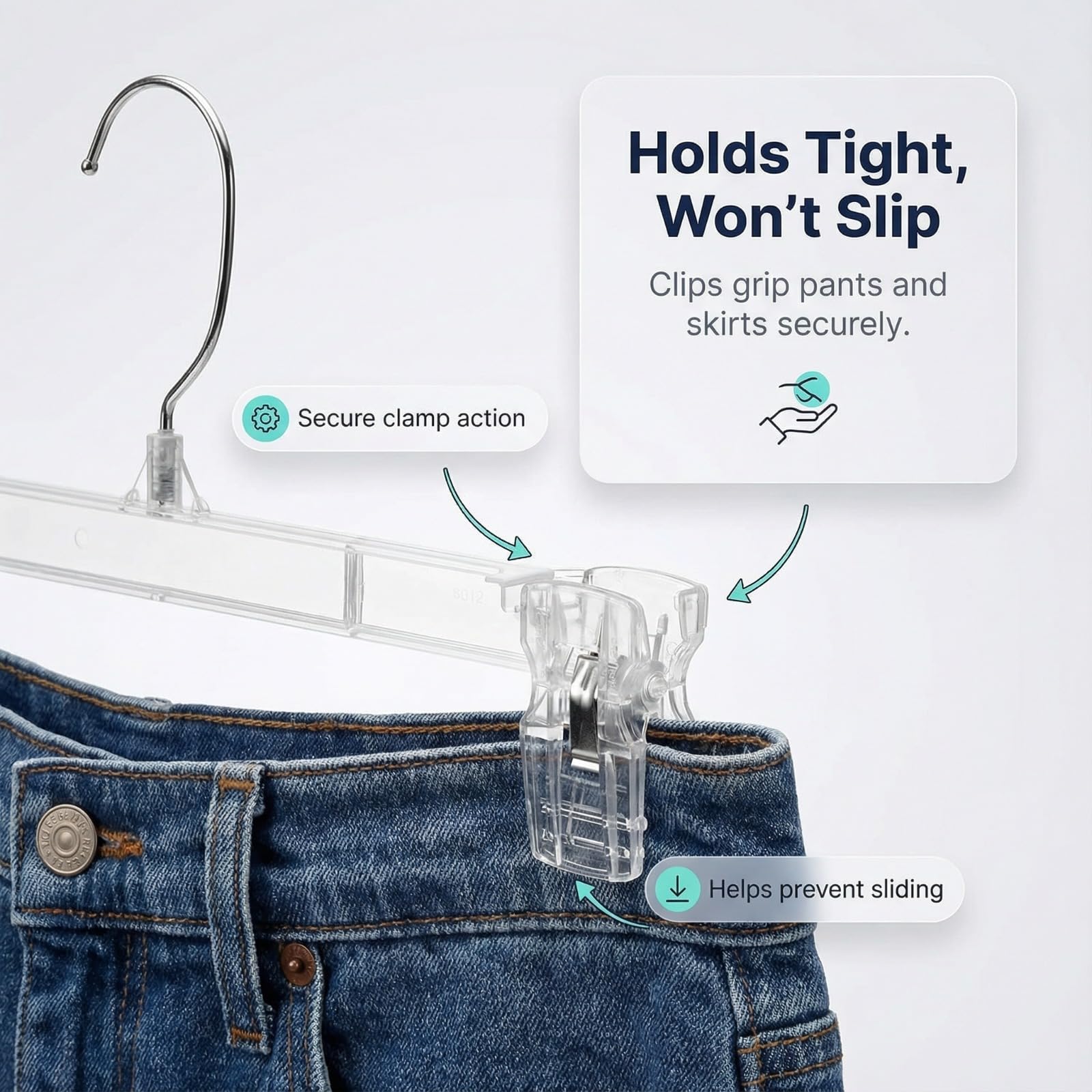 DEILSY pants hangers with clips showing a durable hook and secure grip.