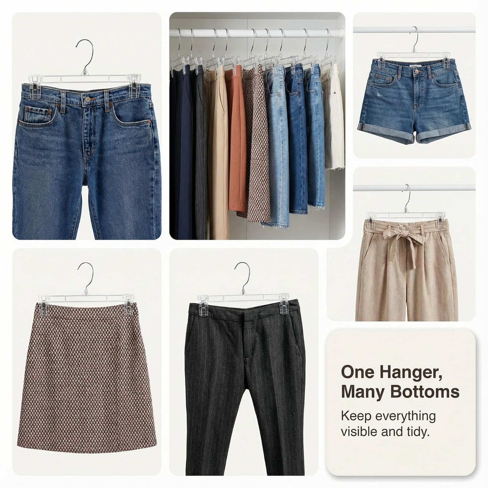 DEILSY pants hangers with clips help organize pants, skirts, and jeans.