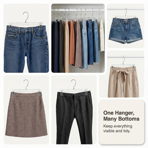 DEILSY pants hangers with clips help organize pants, skirts, and jeans.