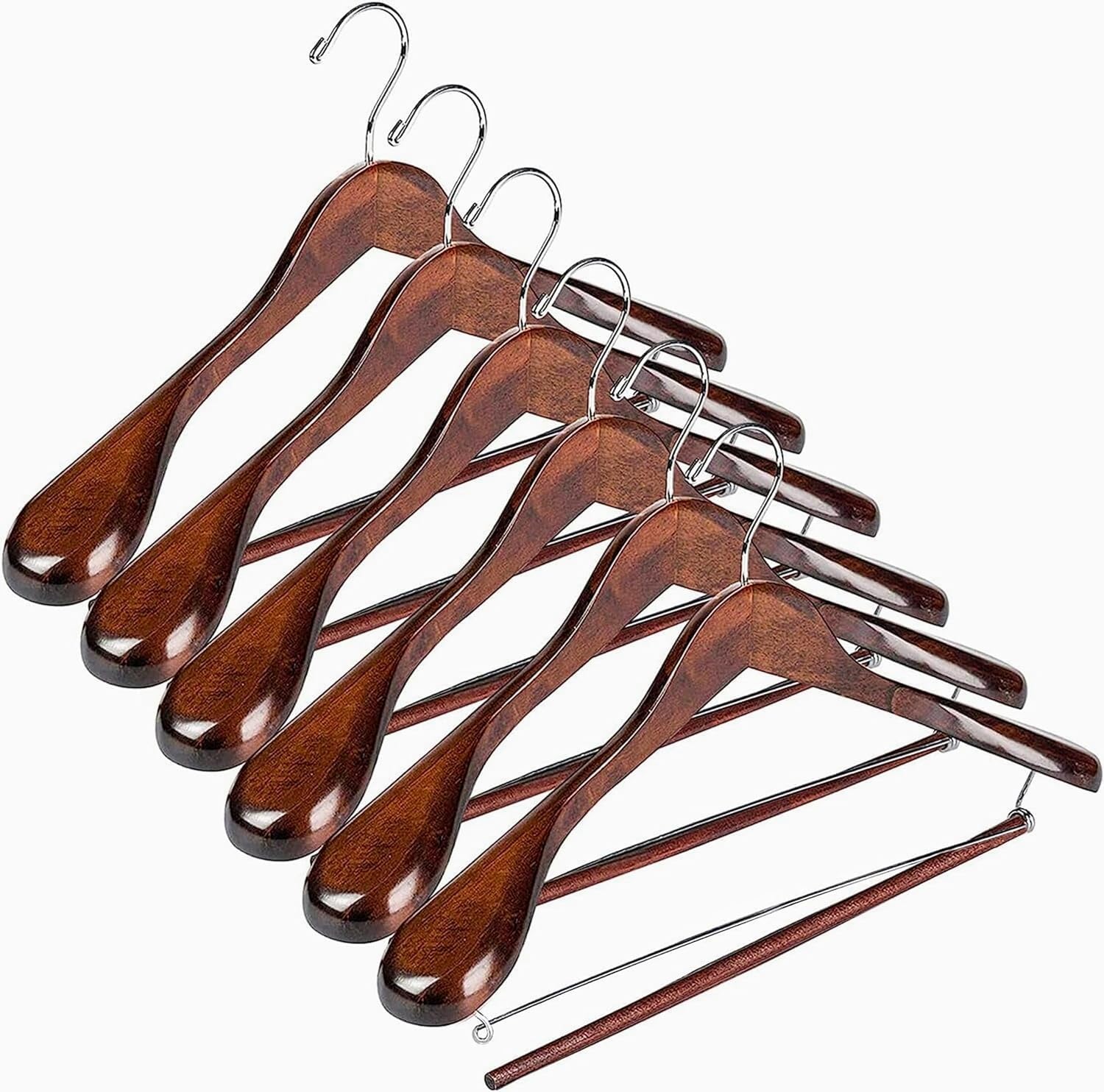 DEILSY wide shoulder wooden hanger preserves jacket shape in daily use.