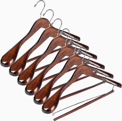 DEILSY wide shoulder wooden hanger preserves jacket shape in daily use.