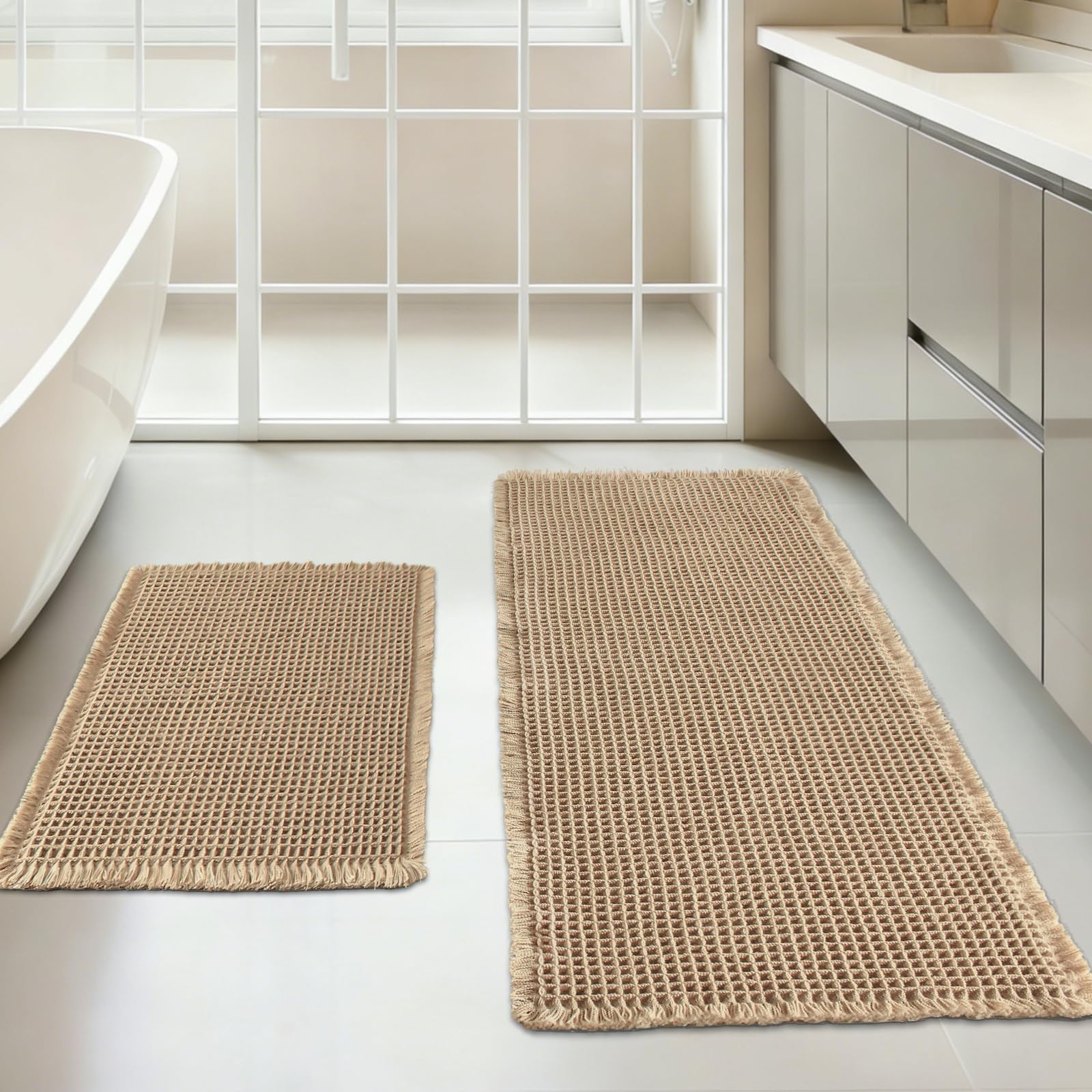 Dekafri waffle bath mat front view showing soft texture for foot comfort