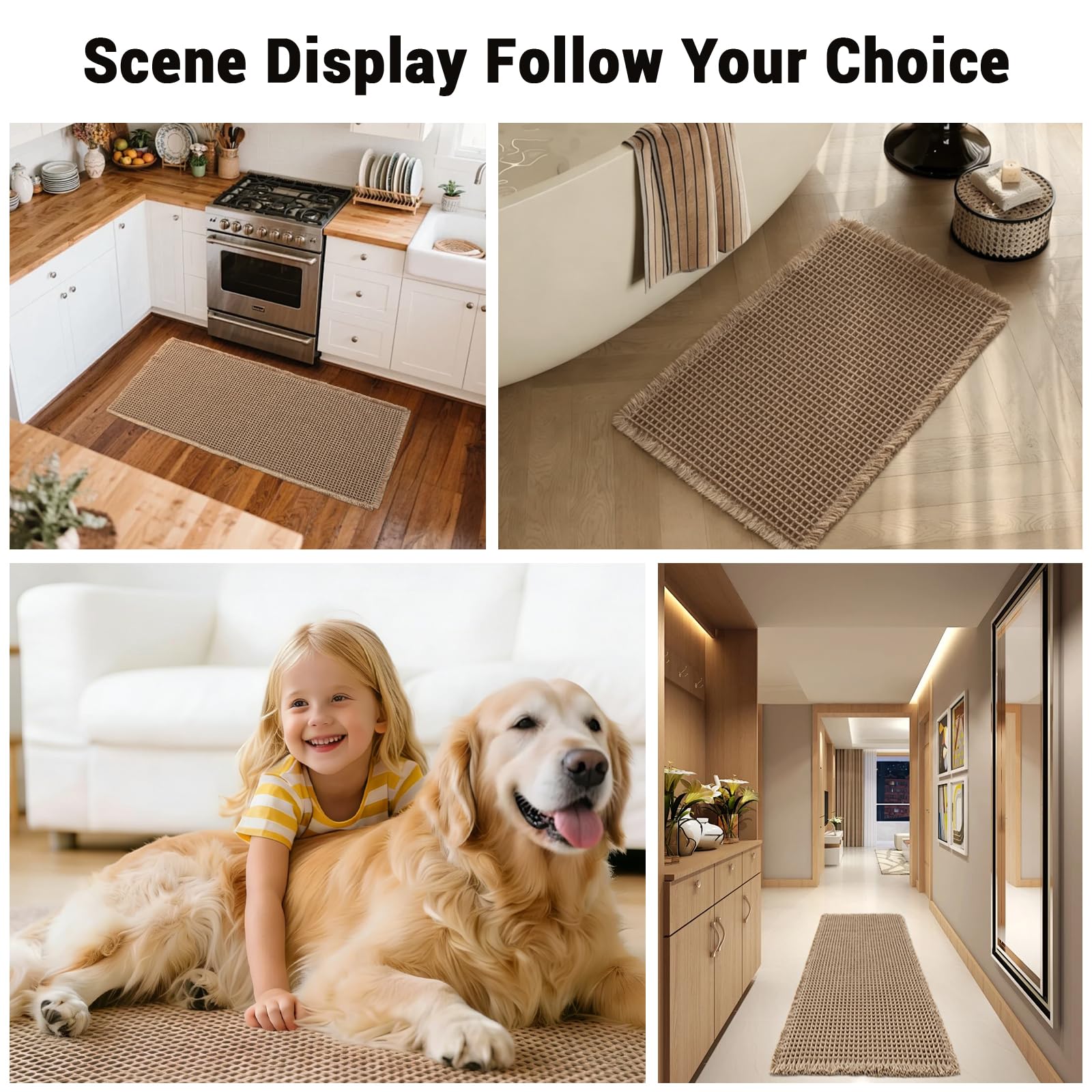 Dekafri waffle bath mat brown finish blends with any decor