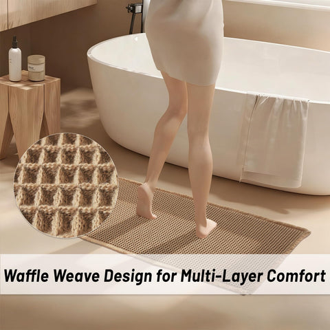 Dekafri waffle bath mat machine washable for easy maintenance