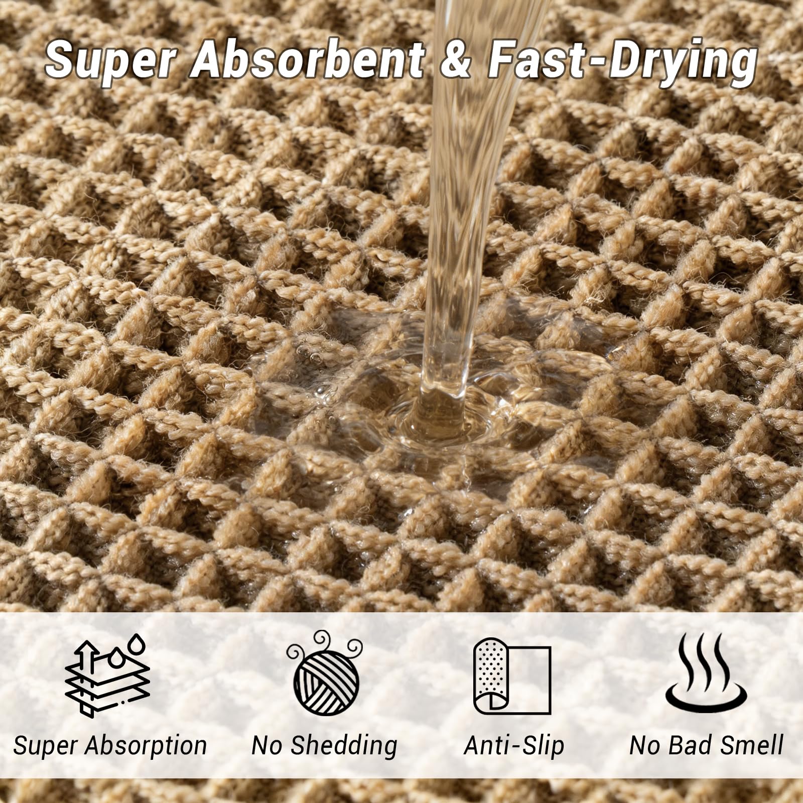 Dekafri waffle bath mat quick-dry design helps keep bathroom dry