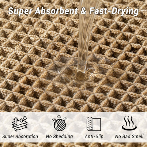 Dekafri waffle bath mat quick-dry design helps keep bathroom dry