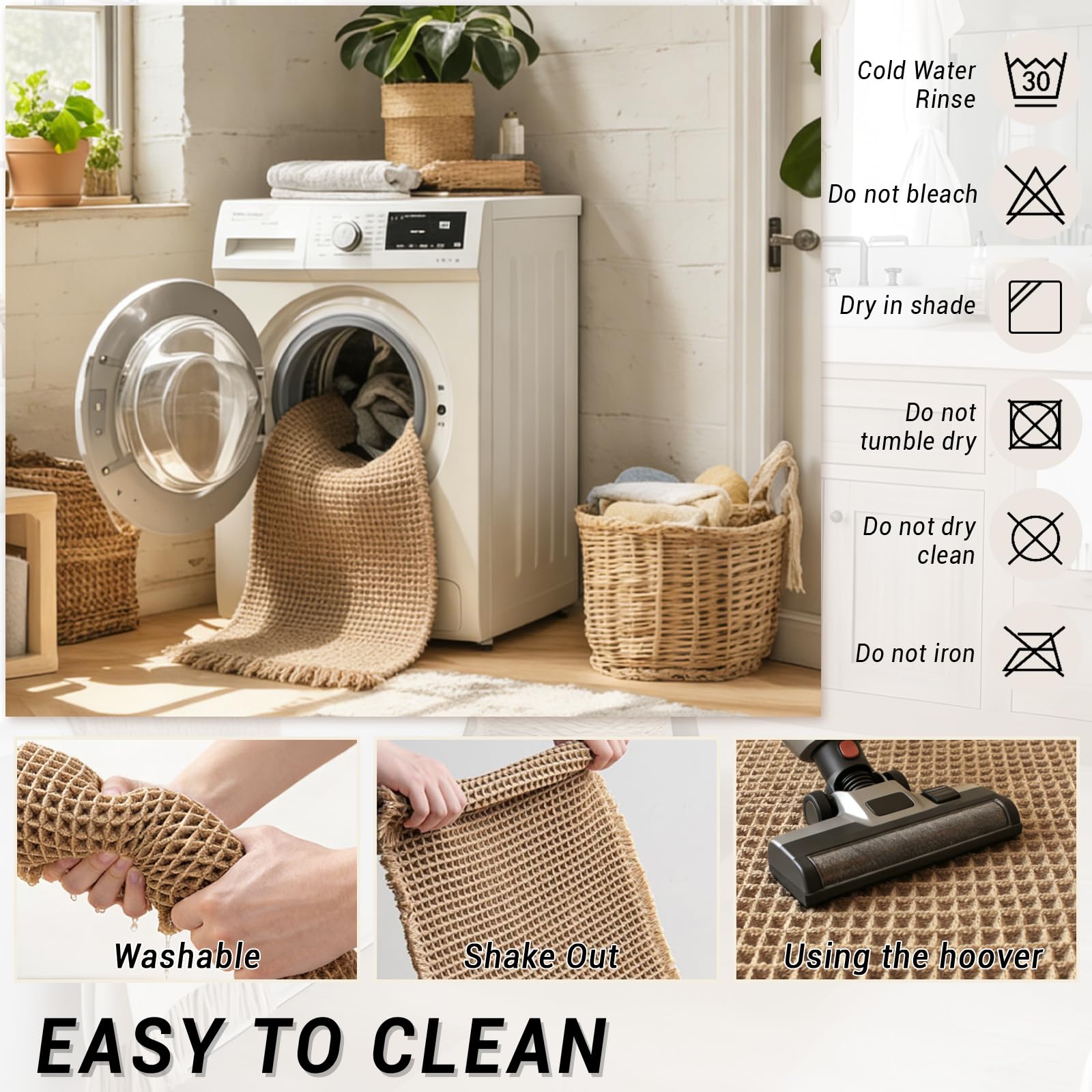 Dekafri waffle bath mat placed in front of shower and vanity