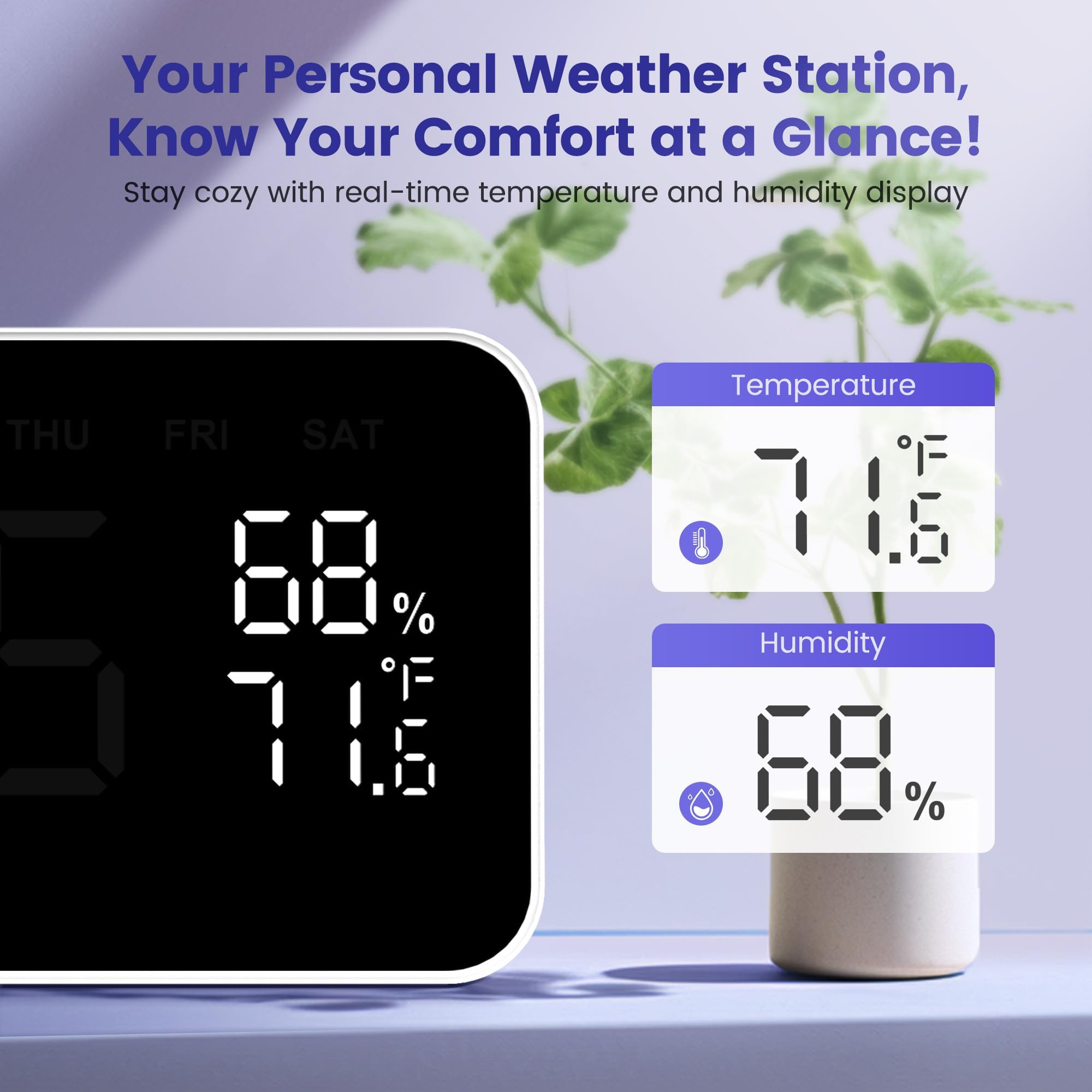 Dekala clock provides high sensitivity temperature and humidity readings