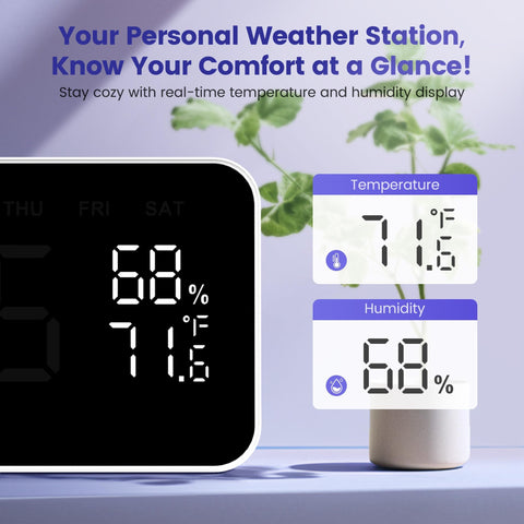 Dekala clock provides high sensitivity temperature and humidity readings