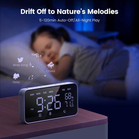 Dekala wireless charger alarm clock with convenient large snooze button