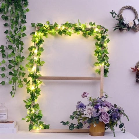 Close-up of silk leaves and copper-wire LEDs by DEKEones.