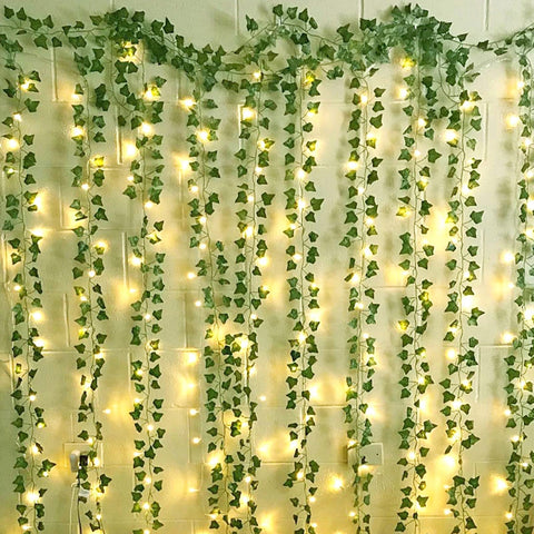 DEKEones ivy garland with 84ft length and 200 LEDs for vibrant room lighting.
