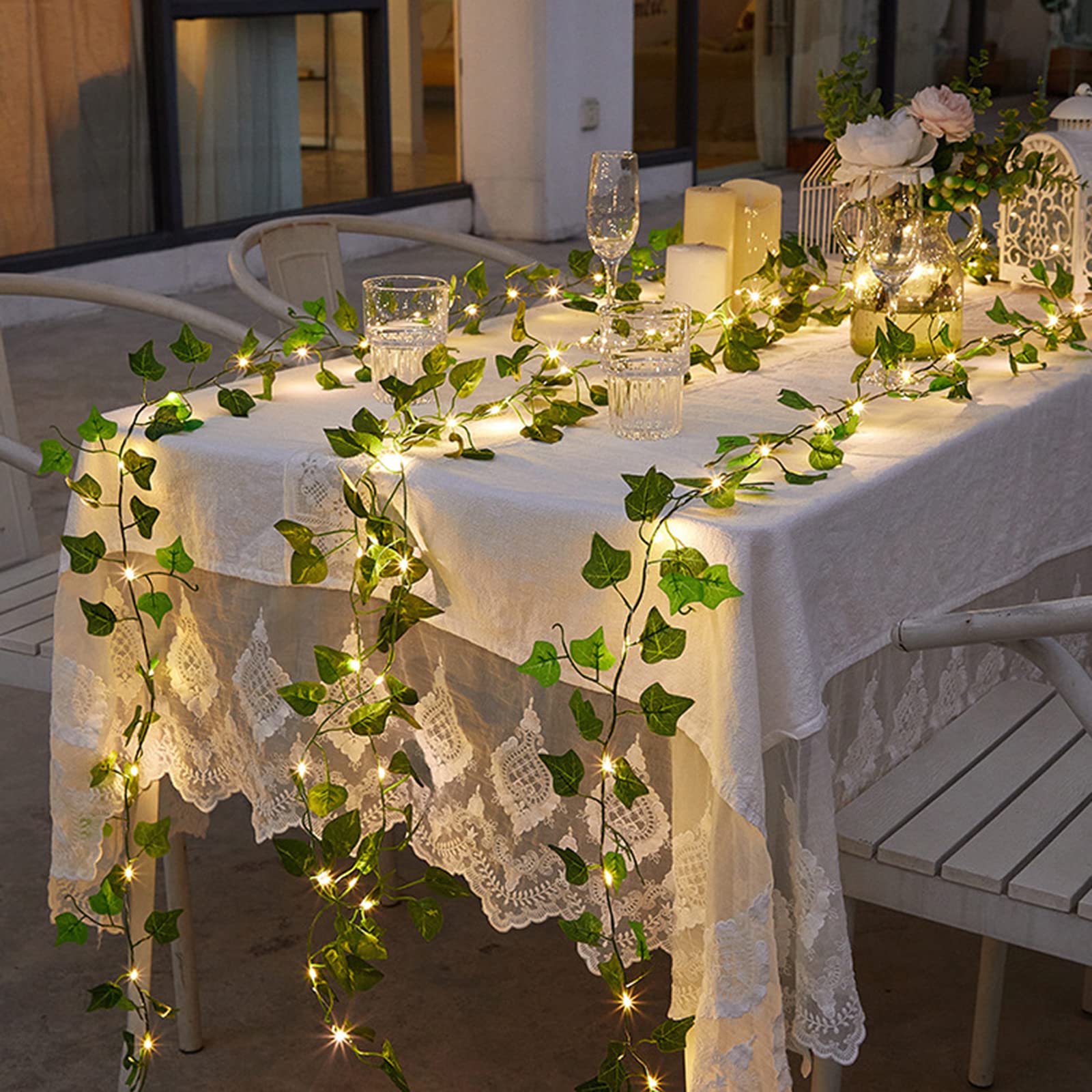 DEKEones wedding ivy garland creates an elegant backdrop without real plants.
