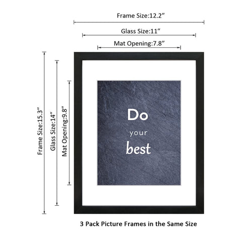 DEKWINN 11x14 frame set 3 8x10 with mat photos for a gallery look