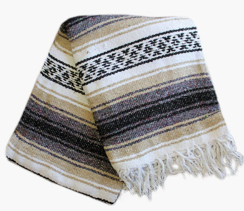 Del Mex Classic Blanket in yoga practice as warm, supportive accessory.