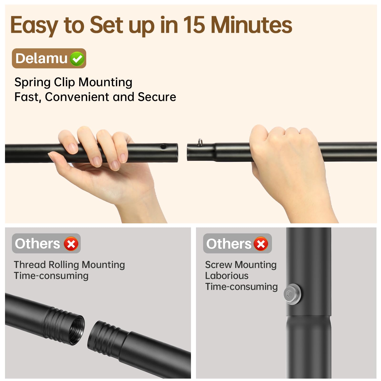 Delamu sturdy steel frame supports heavier loads with stability