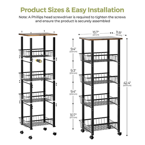 Delamu kitchen cart with wheels moves smoothly, ideal for narrow kitchens.