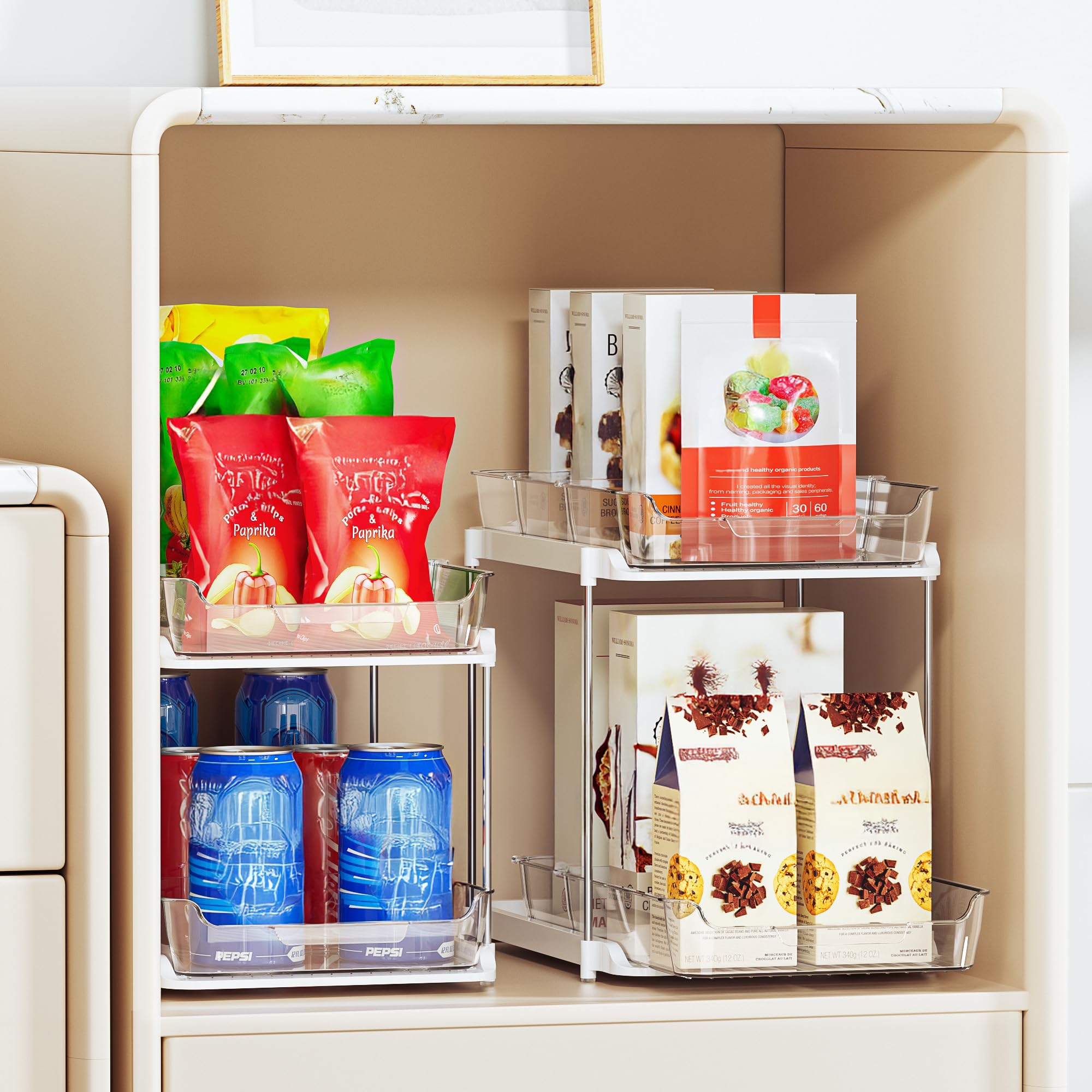 Delamu stackable pantry organizer maximizes vertical space on shelves