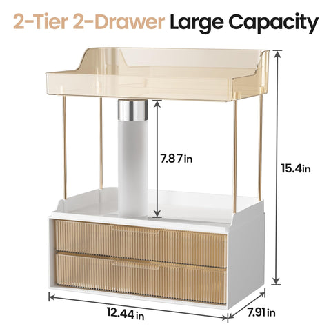 Delamu vanity organizer demonstrating tool-free assembly with sturdy metal tubes