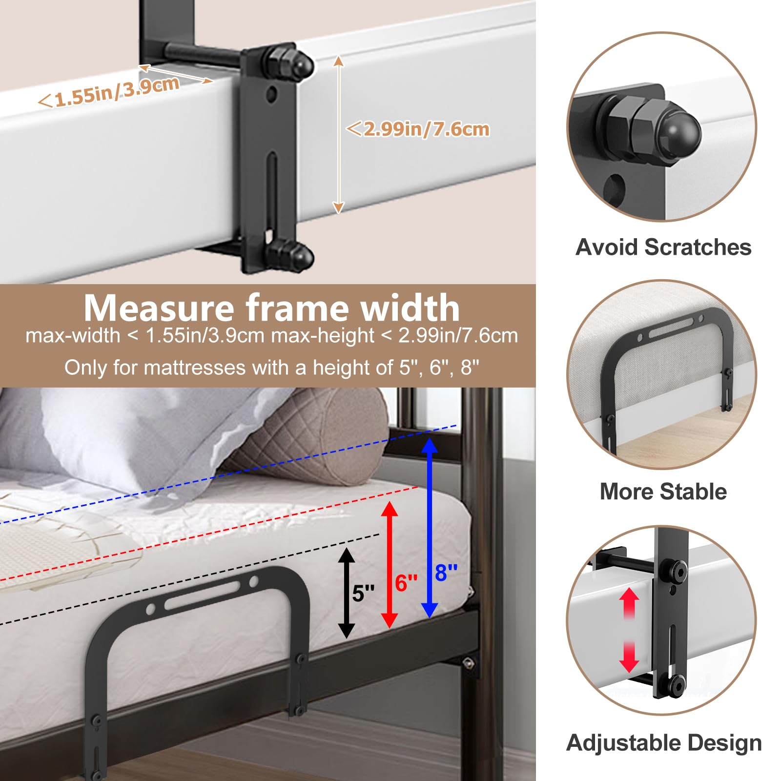 DELLAN mattress stopper for metal bed frames keeps your sleeping surface aligned