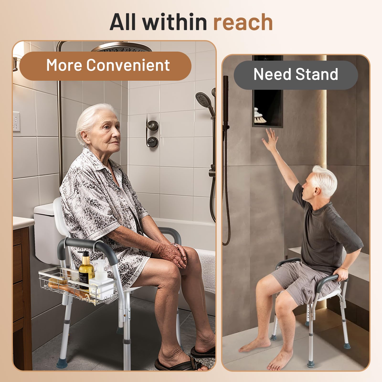 DELLAN stainless-steel-holder keeps shampoo, conditioner, and more secure in humidity.