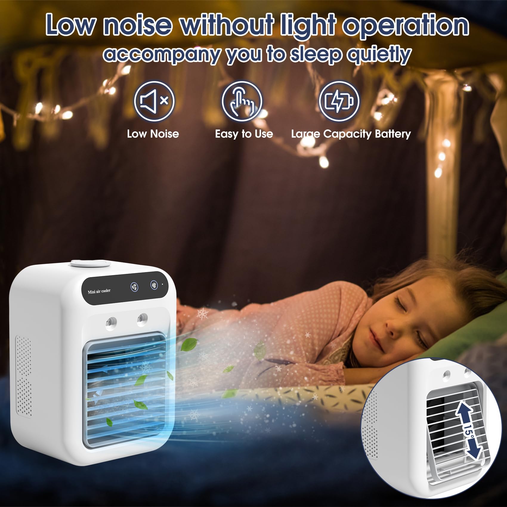Deller USB-charged portable AC ready for home, office, or outdoors.