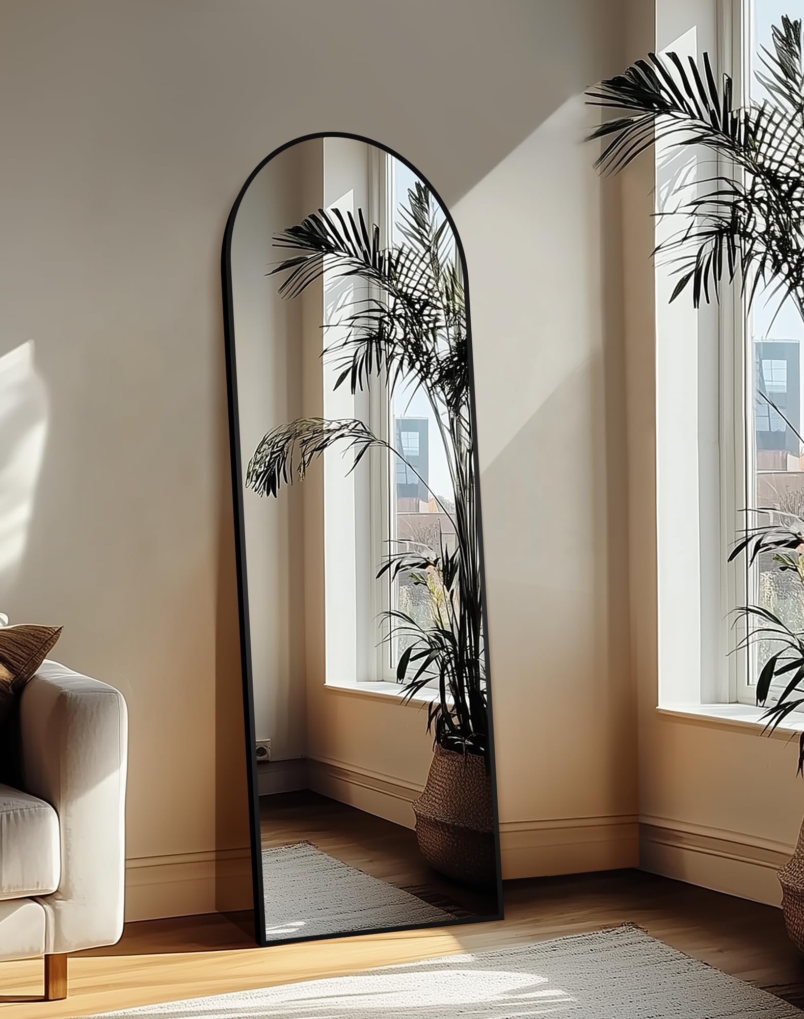 Delma aluminium-frame mirror offers durable, humidity-resistant reflection for bathrooms and bedrooms.