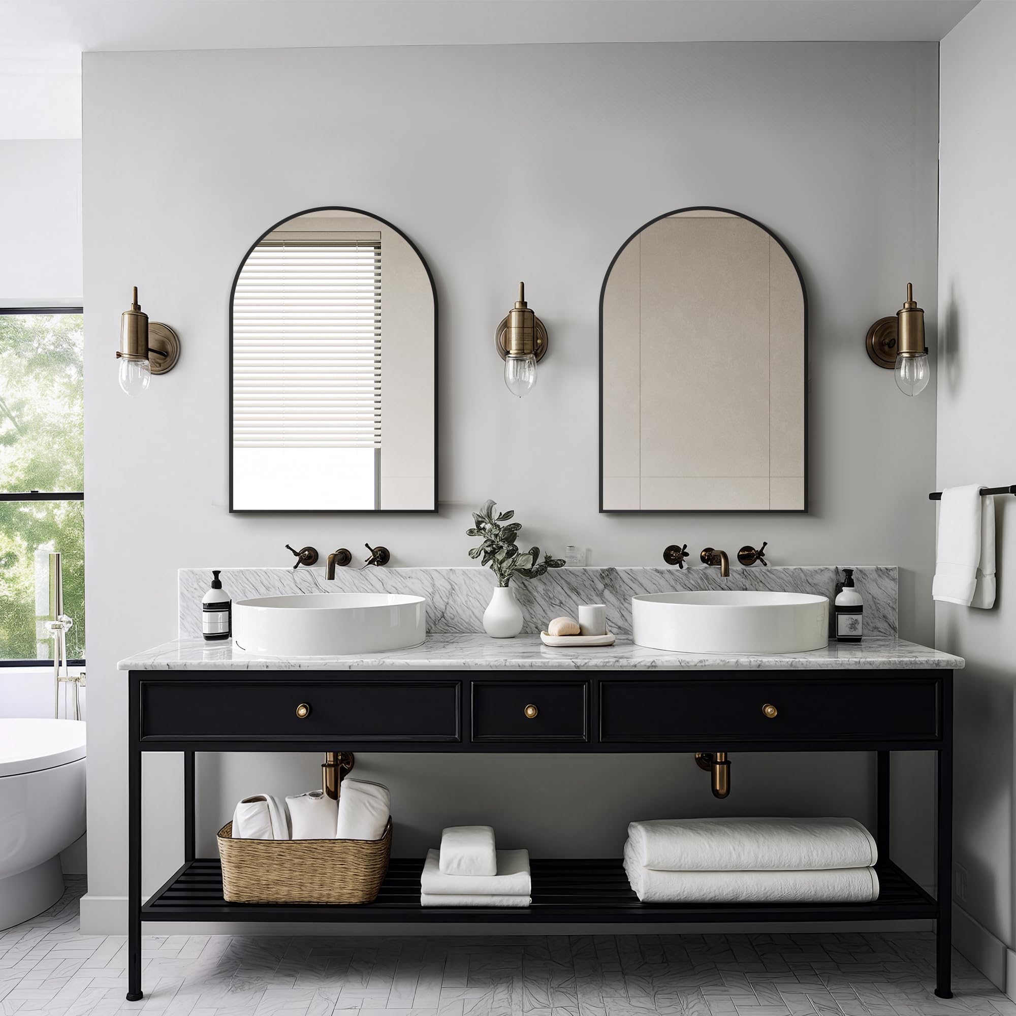 Delma arched mirror uses durable aluminum frame for long-lasting quality