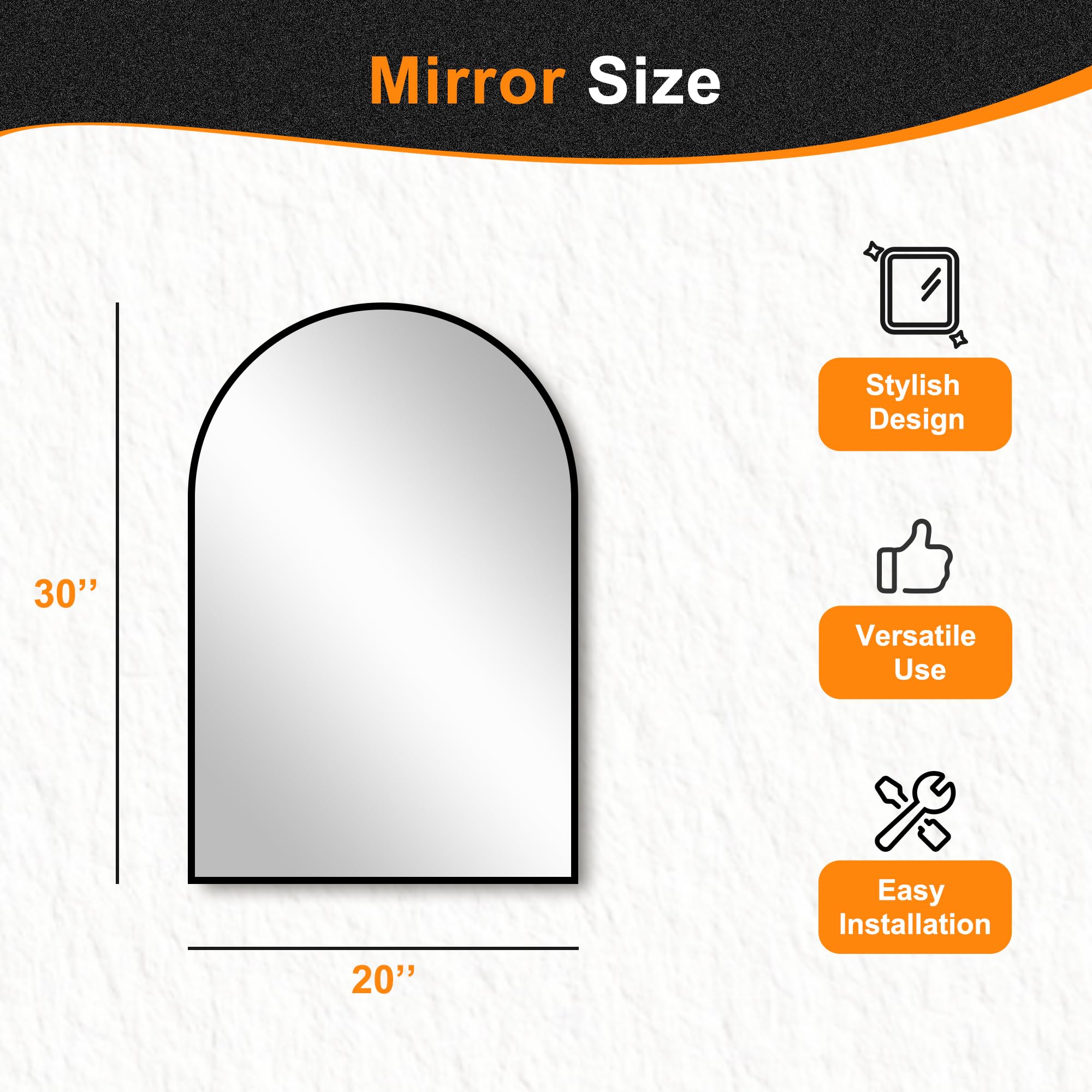 Delma arched mirror complements living room and entryway spaces