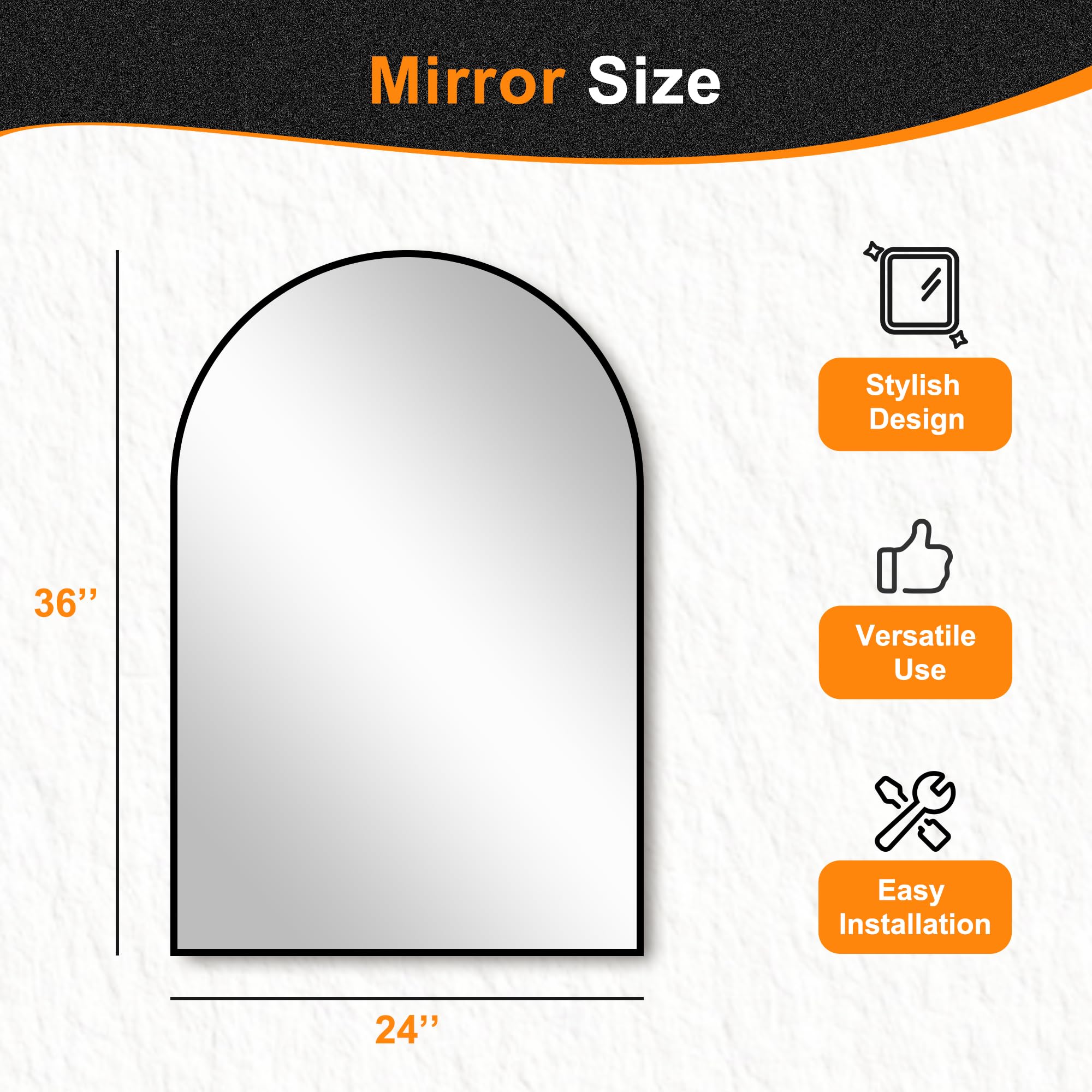 Delma arched mirror harmonizes with living room decor, creating a brighter focal point.