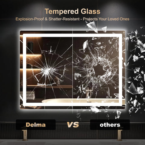 Delma mirror offers three color temperatures for warm, natural, or cool tones.