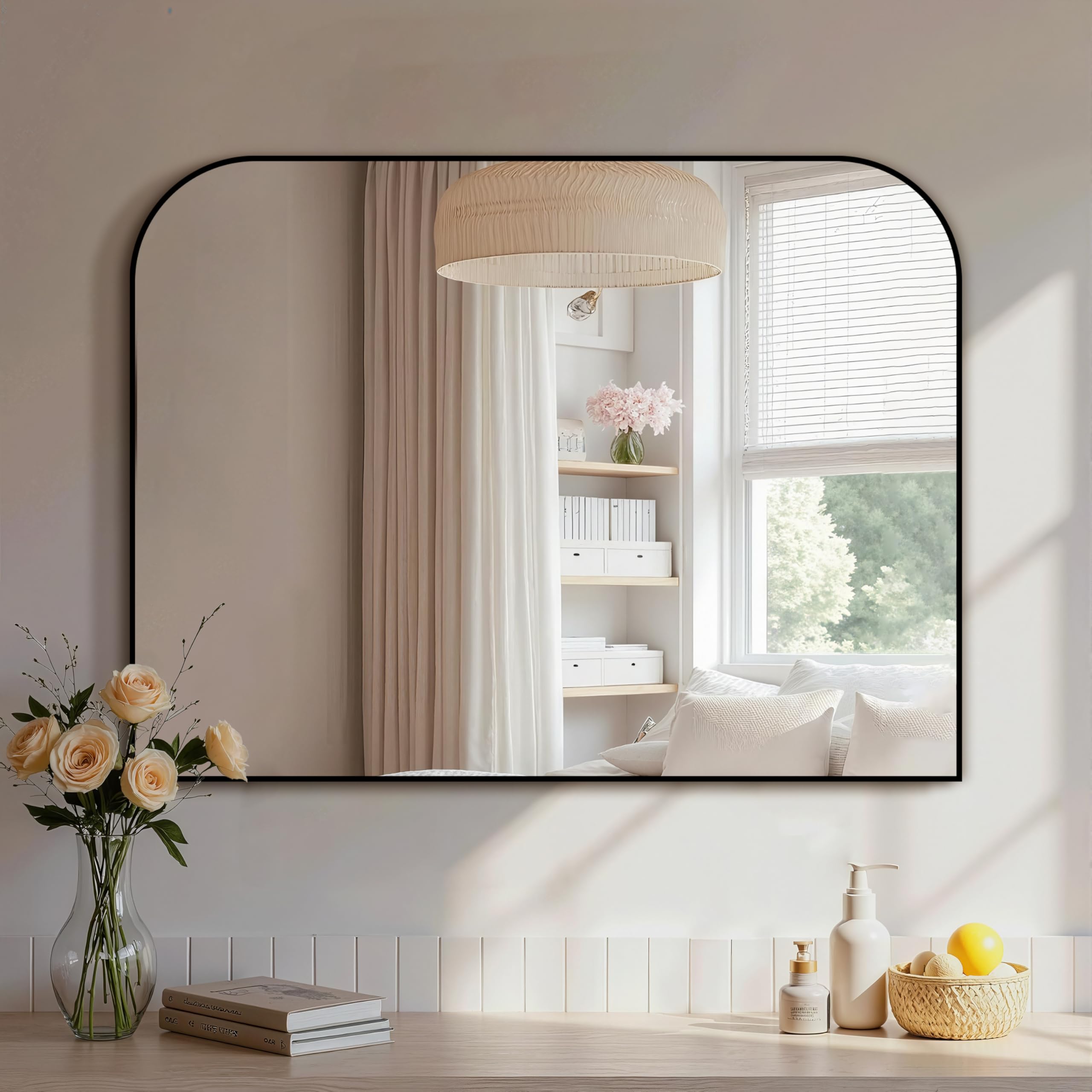 Delma bathroom mirror 30x40 with black frame for precise makeup and grooming