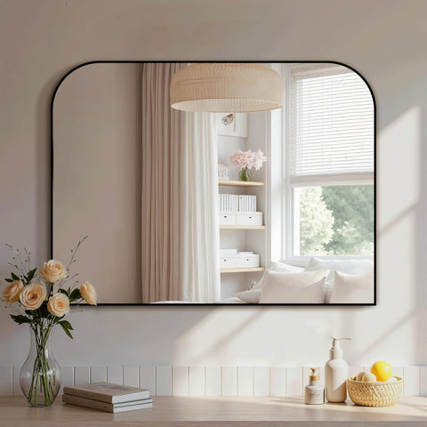 Delma bathroom mirror 30x40 with black frame for precise makeup and grooming