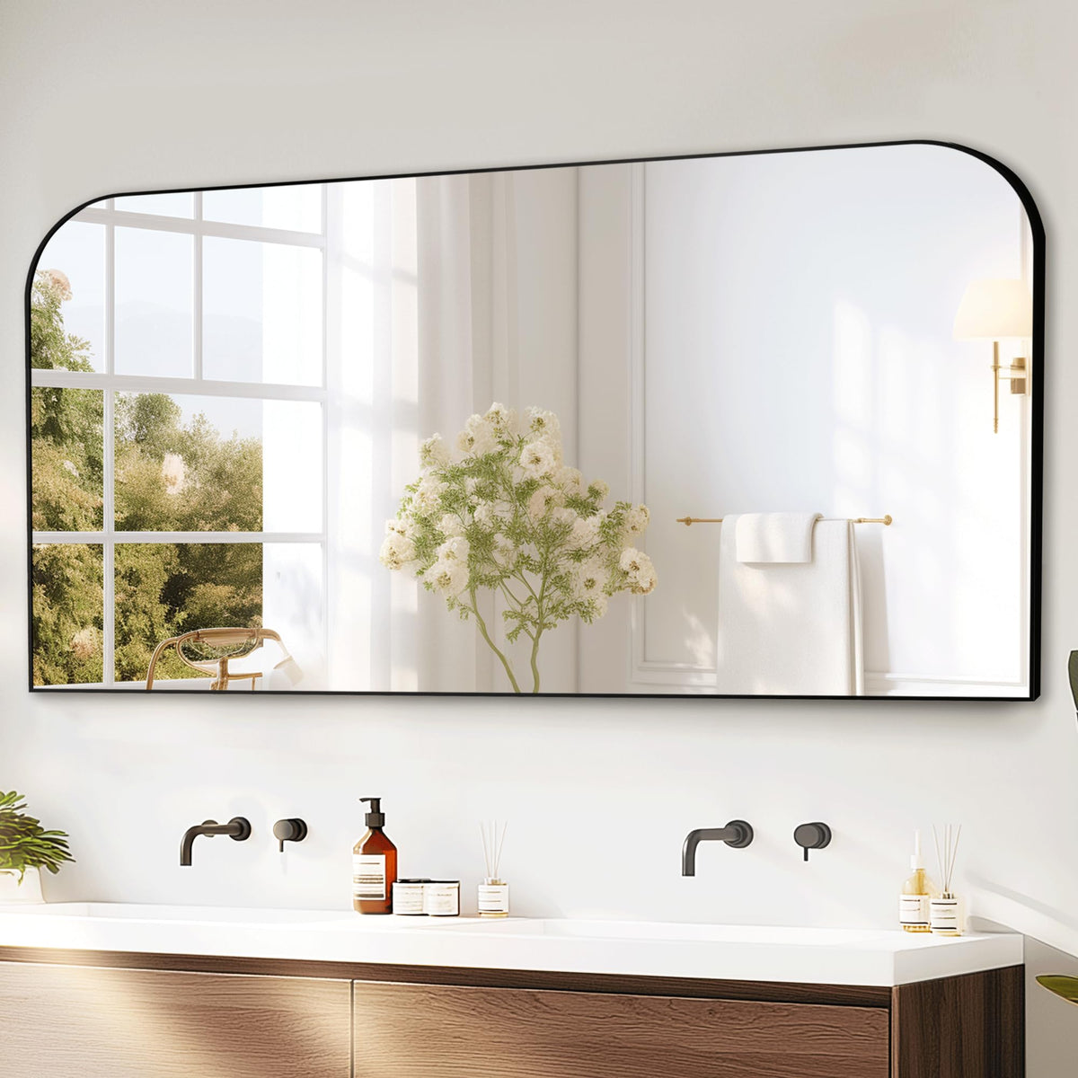 Delma 30x55 mirror over sink with crystal-clear reflection for grooming