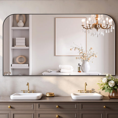 Delma black-frame wall-mounted mirror for modern style and distortion-free viewing