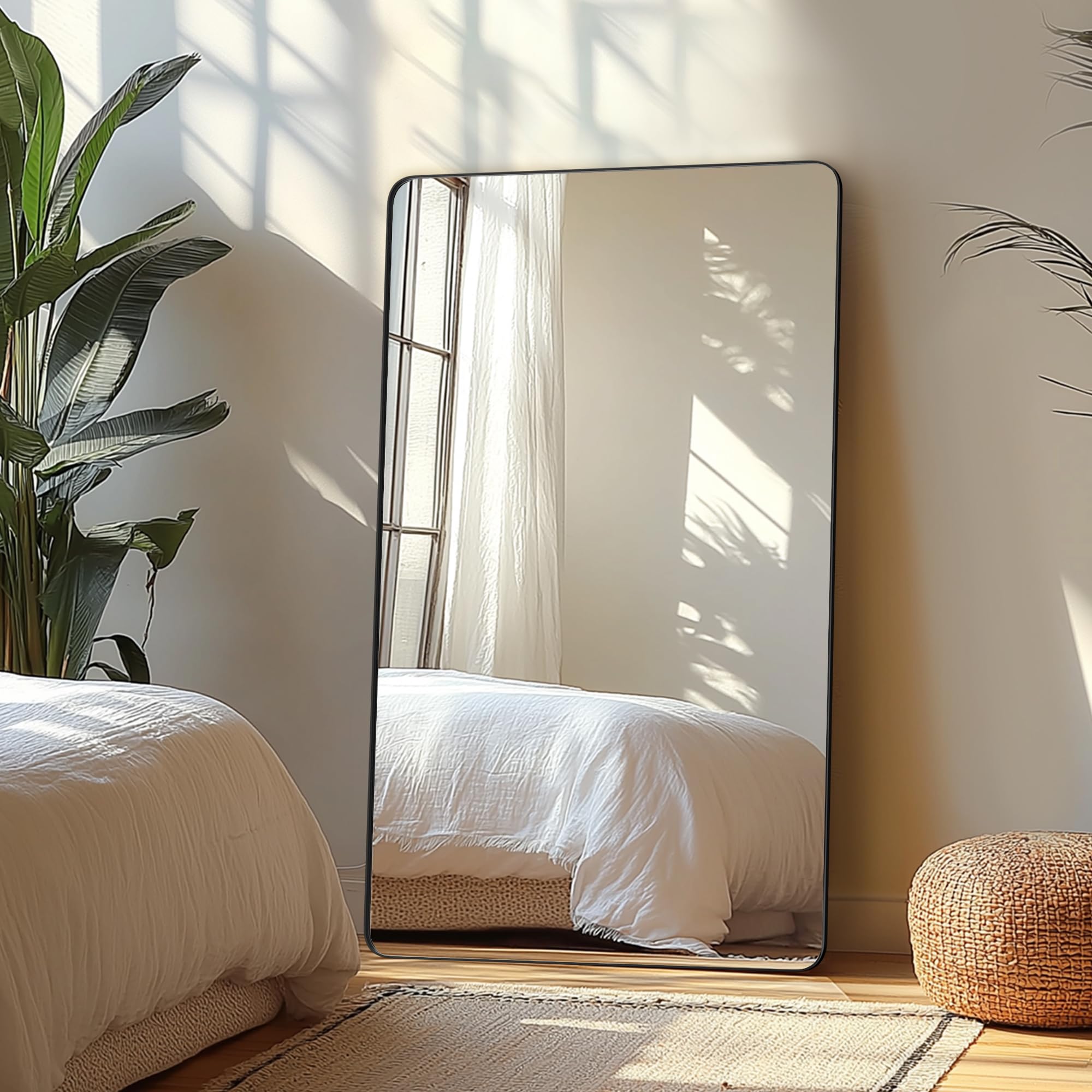 Delma bathroom mirror with horizontal or vertical hanging options