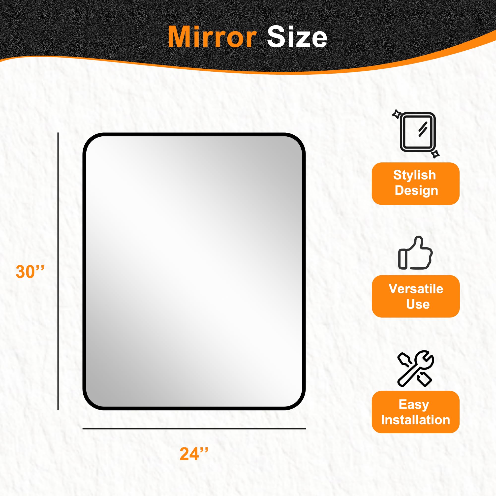Delma mirror supports horizontal or vertical mounting for flexible layouts.