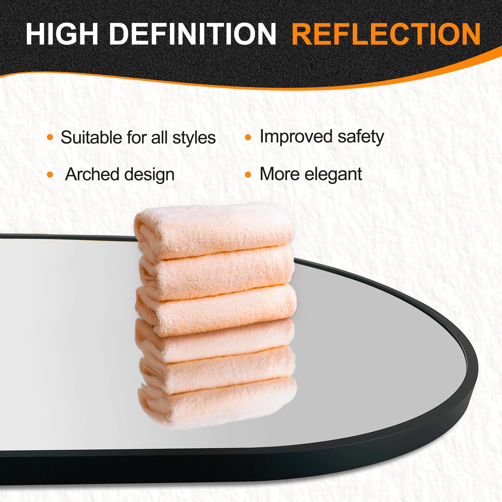 Delma oval mirror with shatter-proof design offers safer use in families.