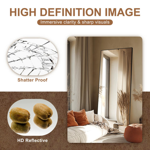 Delma bedroom setup featuring full-length mirror for balanced lighting