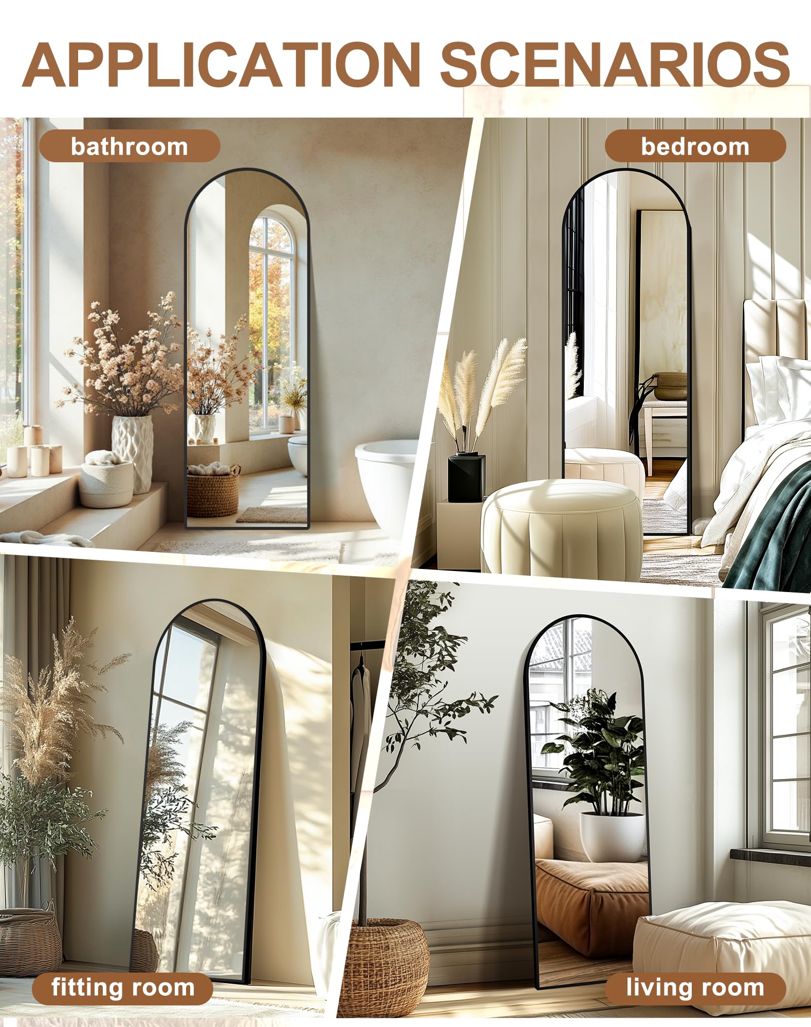 Delma black aluminium mirror blends with modern décor and humid environments.